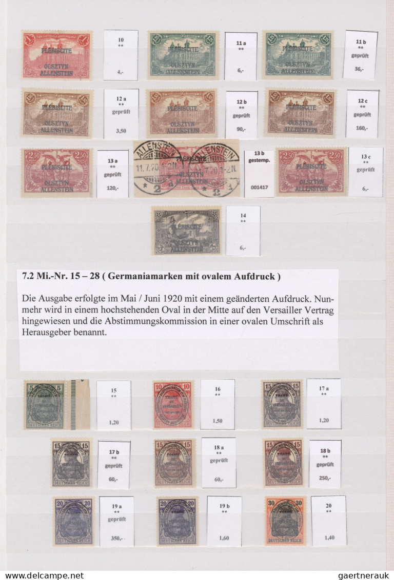 Deutsche Abstimmungsgebiete: Allenstein: 1920 Spezialisierte Sammlung Der German - Other & Unclassified