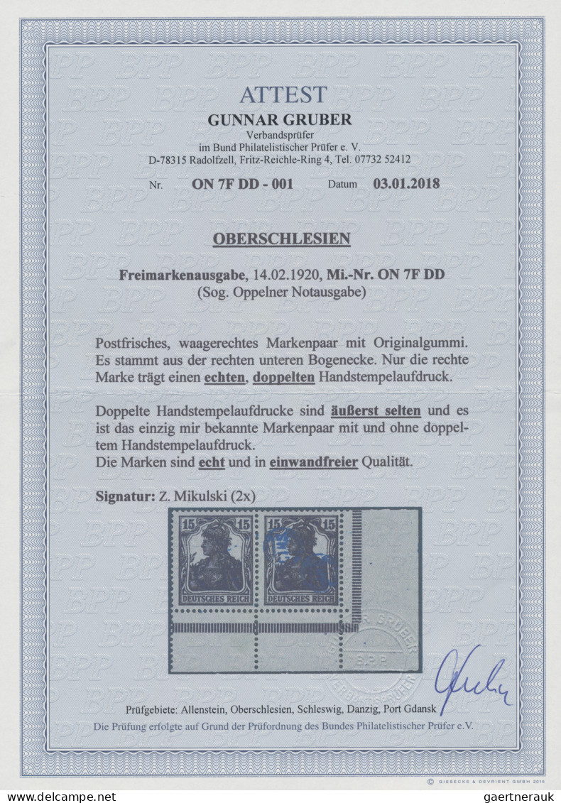 Deutsche Abstimmungsgebiete: Oberschlesien: 1920 "Oppelner Notausgabe" 15 (Pf) S - Sonstige & Ohne Zuordnung