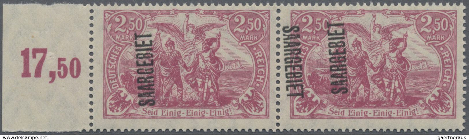 Deutsche Abstimmungsgebiete: Saargebiet: 1920 2.50 M. Lilarot (magenta) Im Waage - Unused Stamps