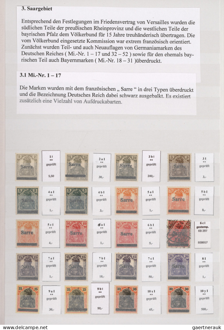 Deutsche Abstimmungsgebiete: Saargebiet: 1920-1921, Spezialisierte Sammlung Der - Used Stamps