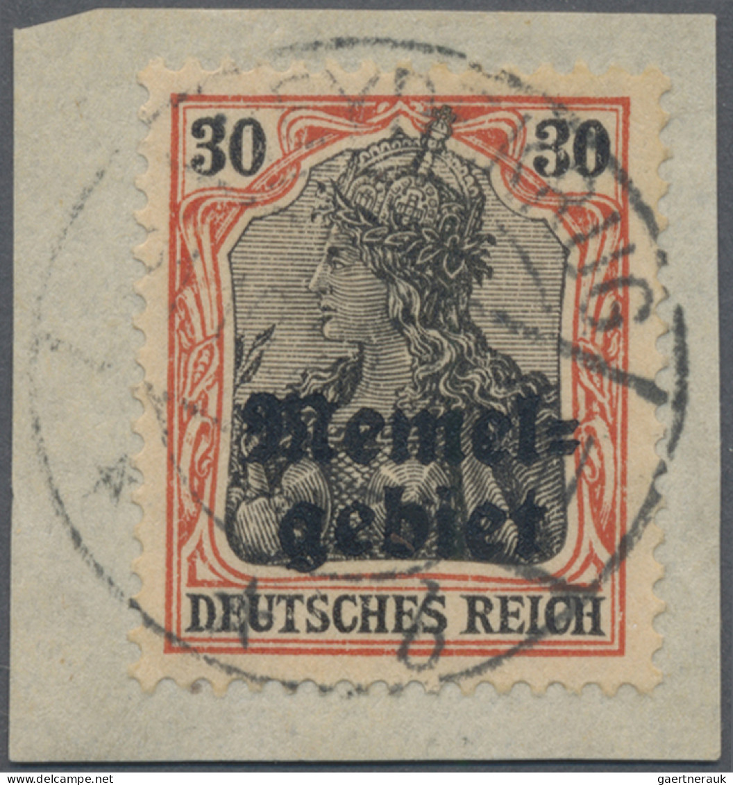 Memel: 1920 30 (Pf) Dunkelrotorange/schwarz Auf Orangeweißem Papier, Gebraucht A - Klaipeda 1923