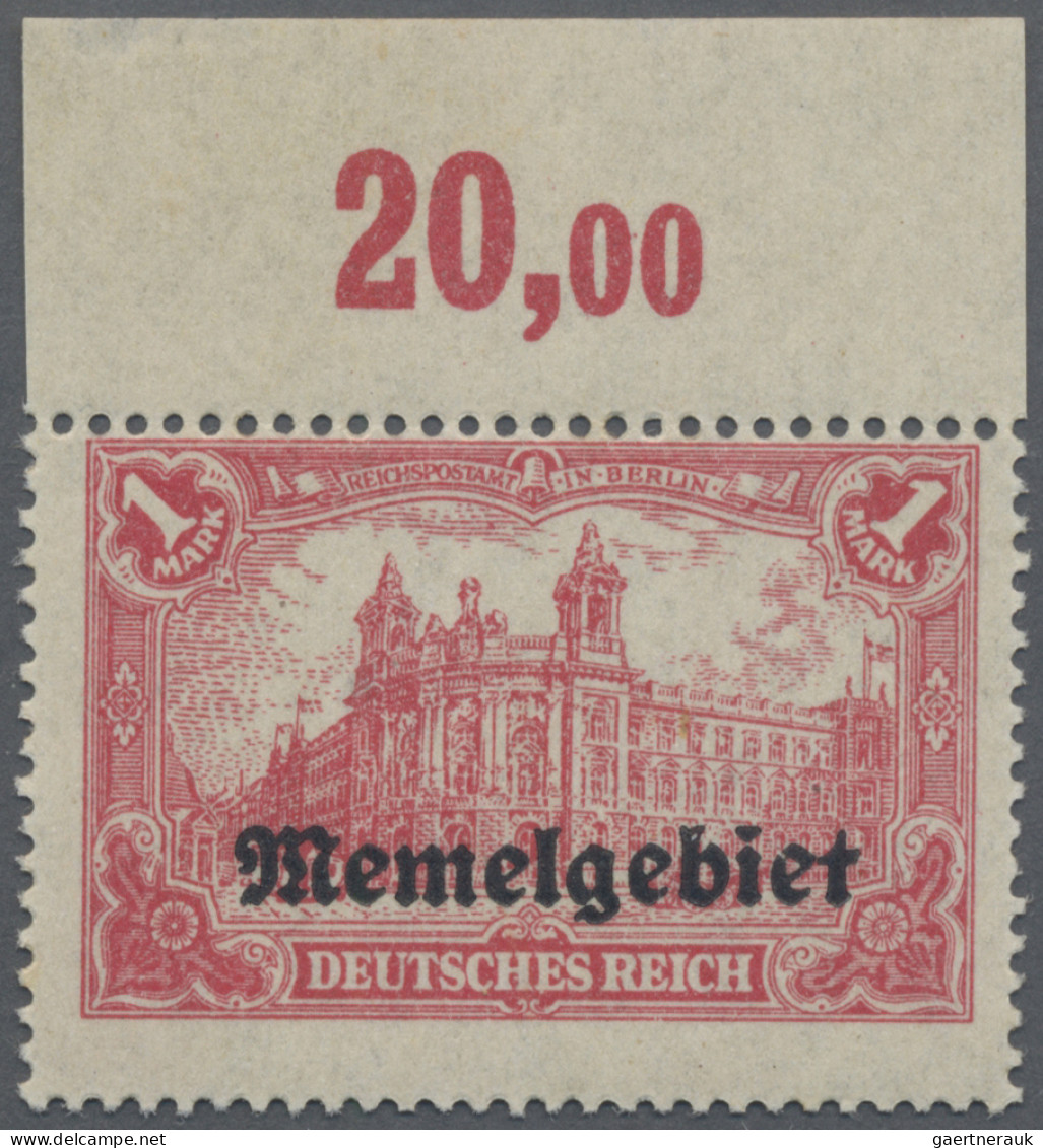 Memel: 1920 FEHLDRUCK 1 M. Rot, Offsetdruck, Urmarke Deutsches Reich MiNr. A113a - Memel (Klaïpeda) 1923