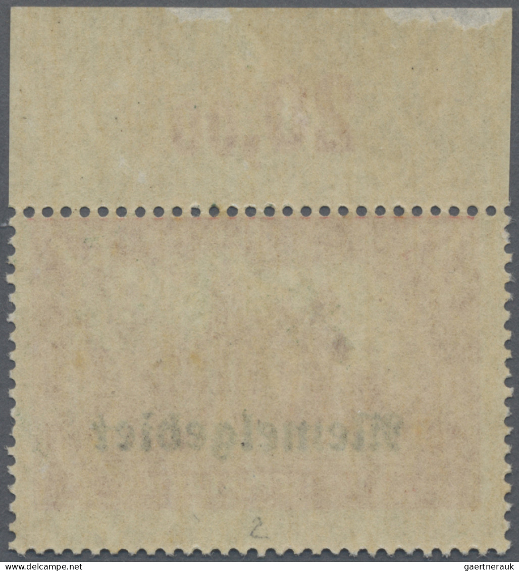 Memel: 1920 FEHLDRUCK 1 M. Rot, Offsetdruck, Urmarke Deutsches Reich MiNr. A113a - Klaipeda 1923