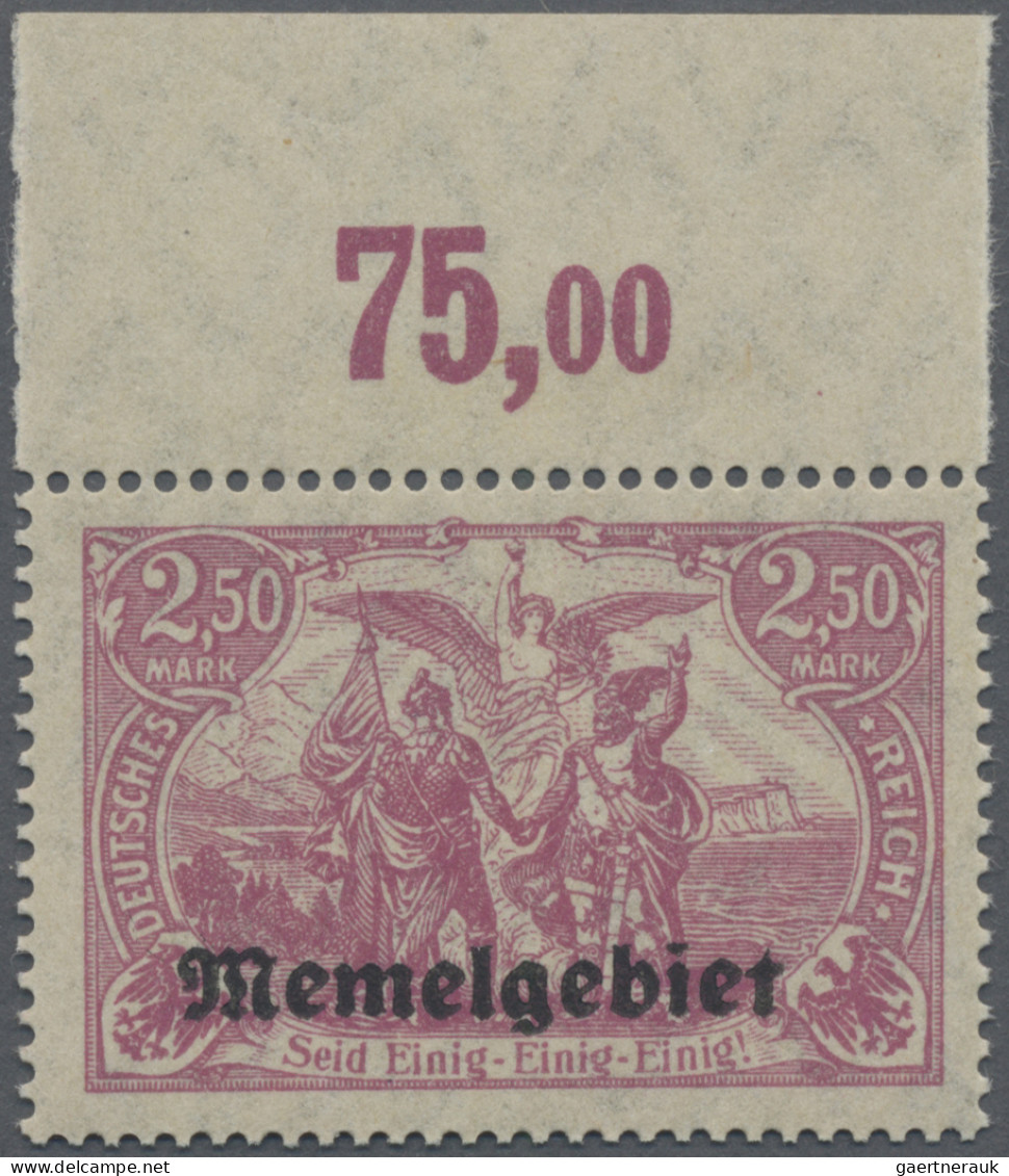 Memel: 1920 2,50 M. Rosalila Mit Bogenrand Oben (Feld 3), Tadellos Postfrisch, S - Memelland 1923