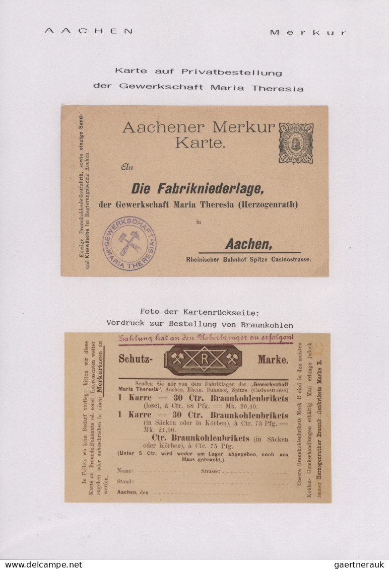 Deutsches Reich - Privatpost (Stadtpost): 1894/95, AACHEN/Merkur, sehr saubere S