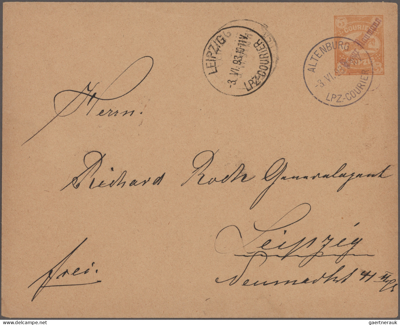 Deutsches Reich - Privatpost (Stadtpost): 1893, ALTENBURG, Auswärtiger Verkehr D - Correos Privados & Locales