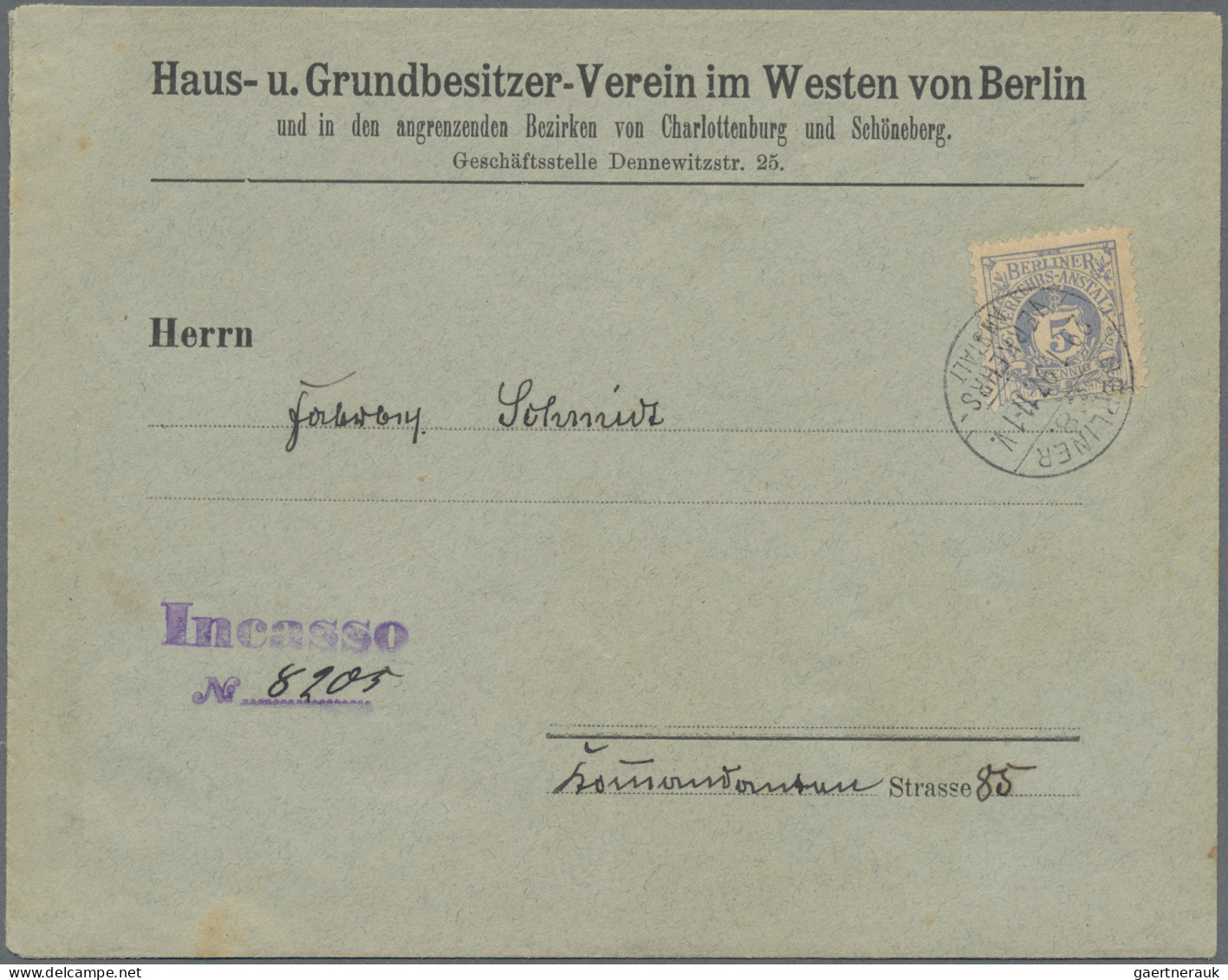 Deutsches Reich - Privatpost (Stadtpost): 1897, BERLIN/Verkehrs-Anstalt, 5 Pf. Z - Postes Privées & Locales