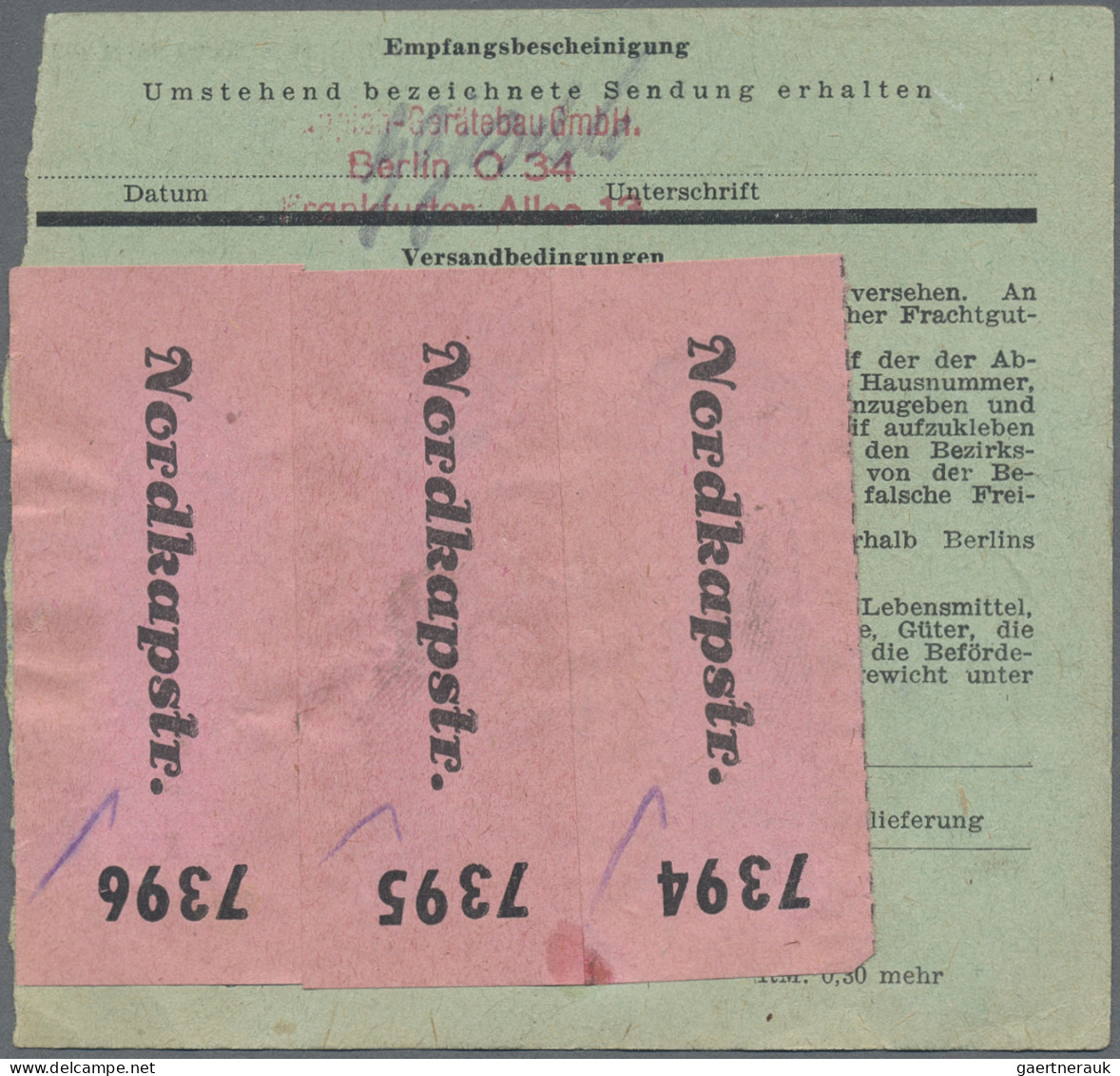 Deutsches Reich - Privatpost (Stadtpost): 1944, BERLIN/Stadt-Güter-Verkehr, 3x 3 - Private & Local Mails