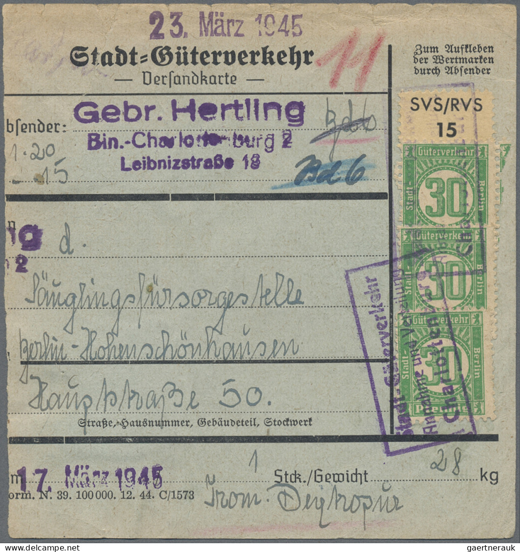 Deutsches Reich - Privatpost (Stadtpost): 1944, BERLIN/Stadt-Güter-Verkehr, 3x 3 - Privatpost