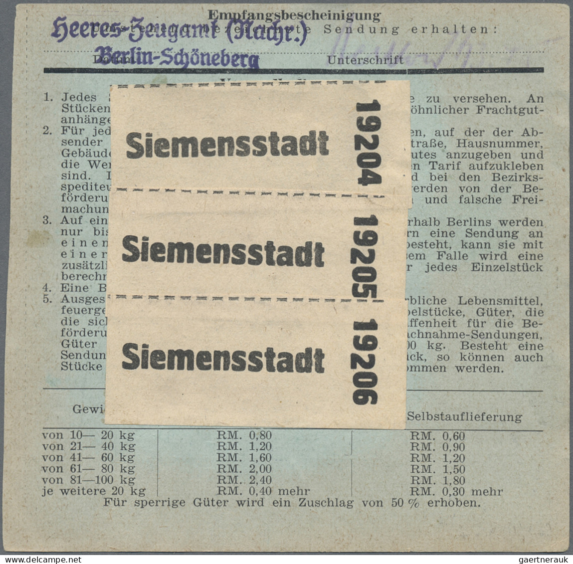 Deutsches Reich - Privatpost (Stadtpost): 1944, BERLIN/Stadt-Güter-Verkehr, 3x 3 - Correos Privados & Locales