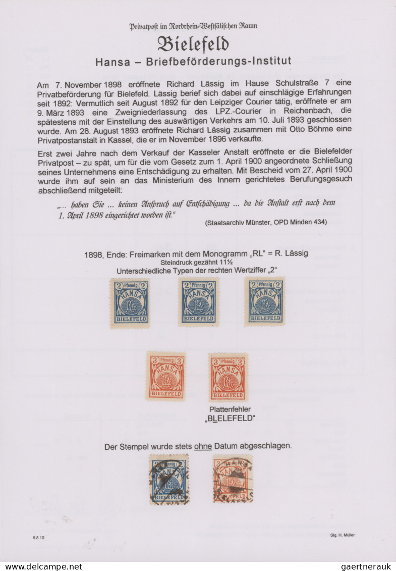 Deutsches Reich - Privatpost (Stadtpost): 1898/99, BIELEFELD/Hansa, Sehr Saubere - Correos Privados & Locales