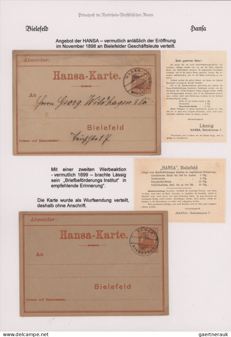 Deutsches Reich - Privatpost (Stadtpost): 1898/99, BIELEFELD/Hansa, Sehr Saubere - Correos Privados & Locales