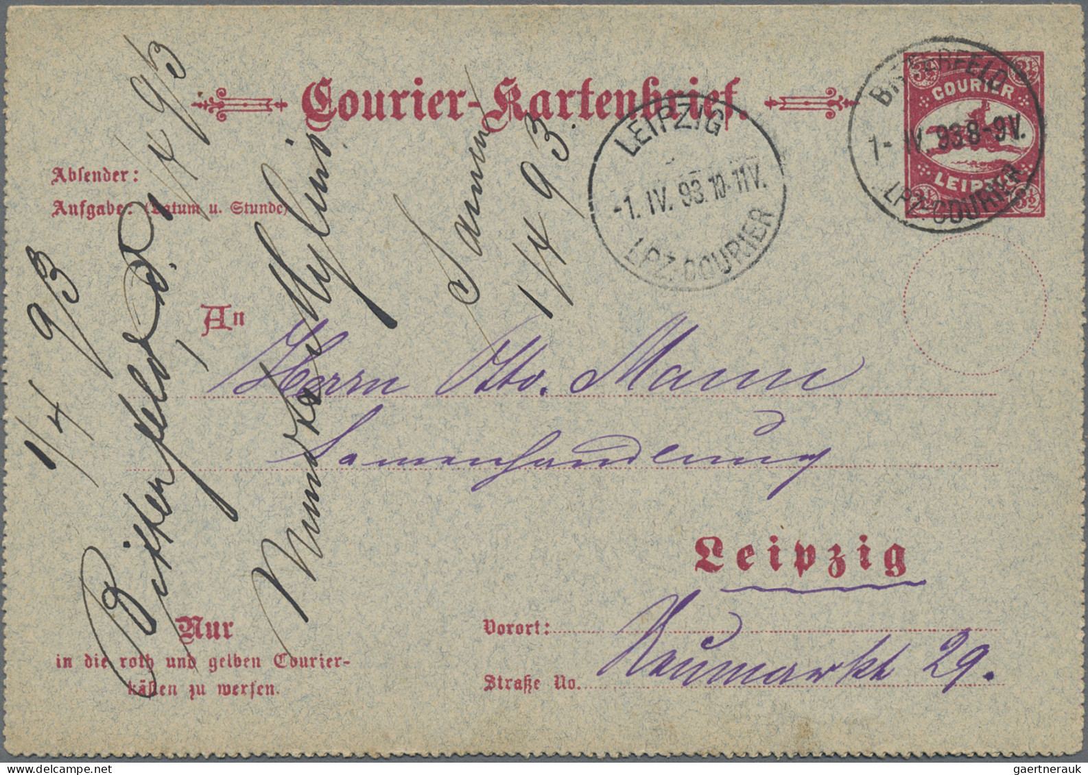 Deutsches Reich - Privatpost (Stadtpost): 1893, BITTERFELD, Auswärtiger Verkehr - Correos Privados & Locales