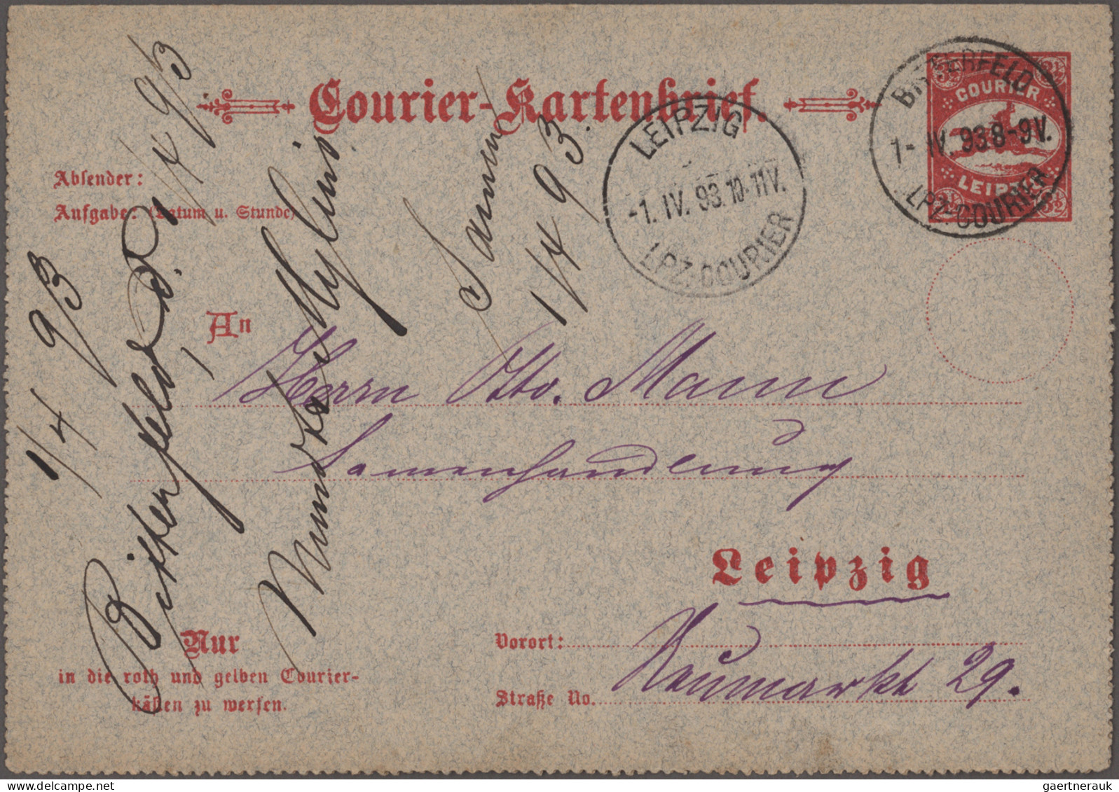 Deutsches Reich - Privatpost (Stadtpost): 1893, BITTERFELD, Auswärtiger Verkehr - Correos Privados & Locales