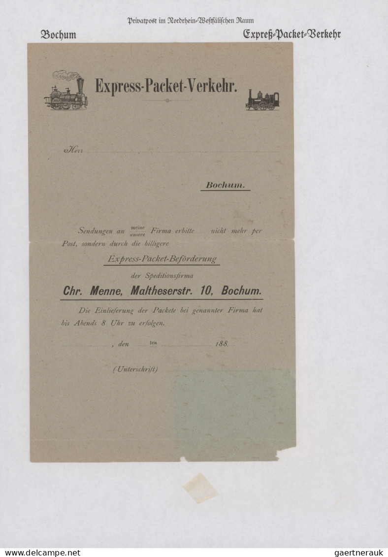 Deutsches Reich - Privatpost (Stadtpost): 1886/97, BOCHUM/Express-Packet-Verkehr - Privatpost