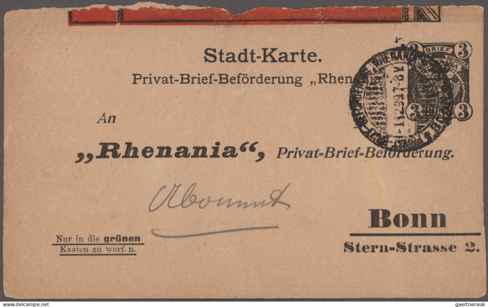 Deutsches Reich - Privatpost (Stadtpost): 1887/1896, BONN/Express-Packet-Verkehr - Privatpost