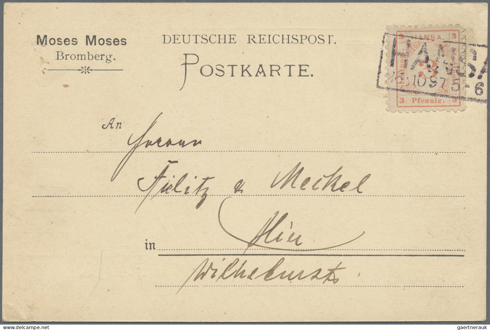 Deutsches Reich - Privatpost (Stadtpost): 1896, BROMBERG/Hansa, Marke 2 Pf. Blau - Private & Lokale Post