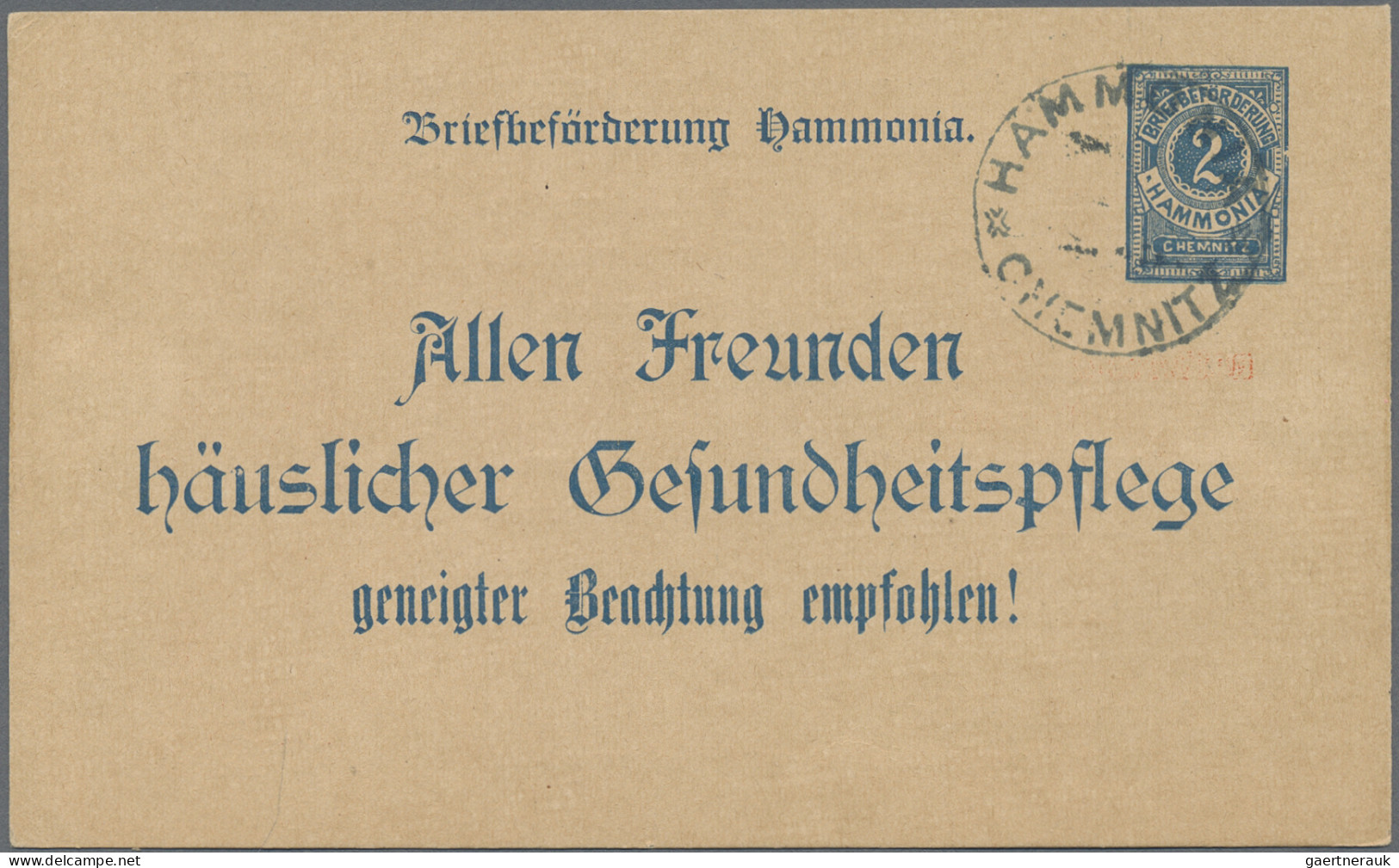 Deutsches Reich - Privatpost (Stadtpost): 1898, CHEMNITZ/Hammonia, 3 Verschieden - Postes Privées & Locales