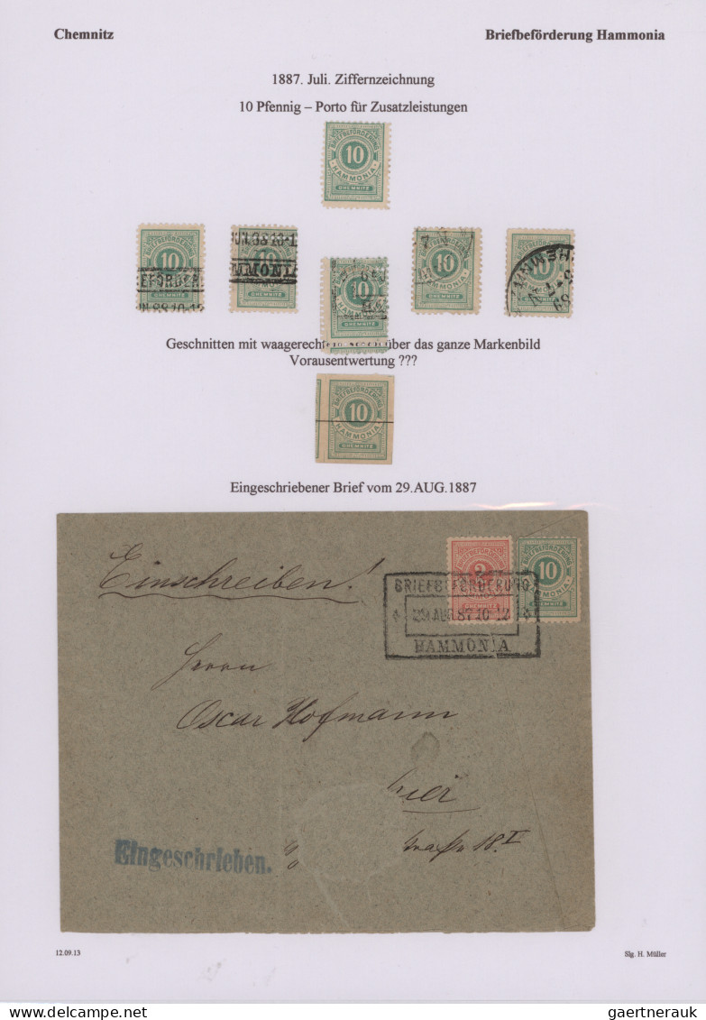 Deutsches Reich - Privatpost (Stadtpost): 1887/1907, CHEMNITZ/Hammonia/Courier/E