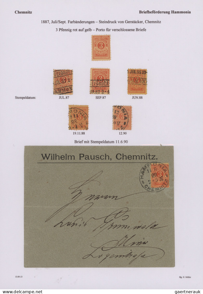 Deutsches Reich - Privatpost (Stadtpost): 1887/1907, CHEMNITZ/Hammonia/Courier/E