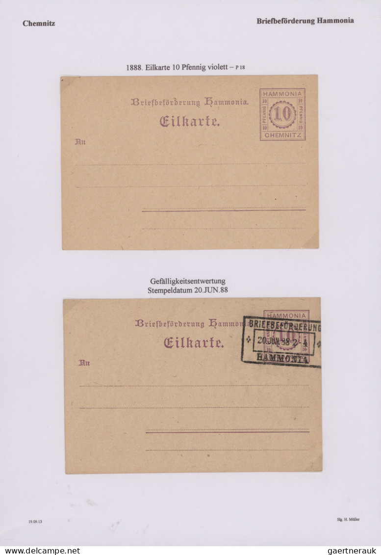 Deutsches Reich - Privatpost (Stadtpost): 1887/1907, CHEMNITZ/Hammonia/Courier/E