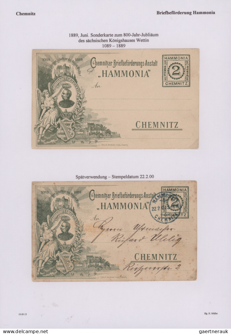 Deutsches Reich - Privatpost (Stadtpost): 1887/1907, CHEMNITZ/Hammonia/Courier/E