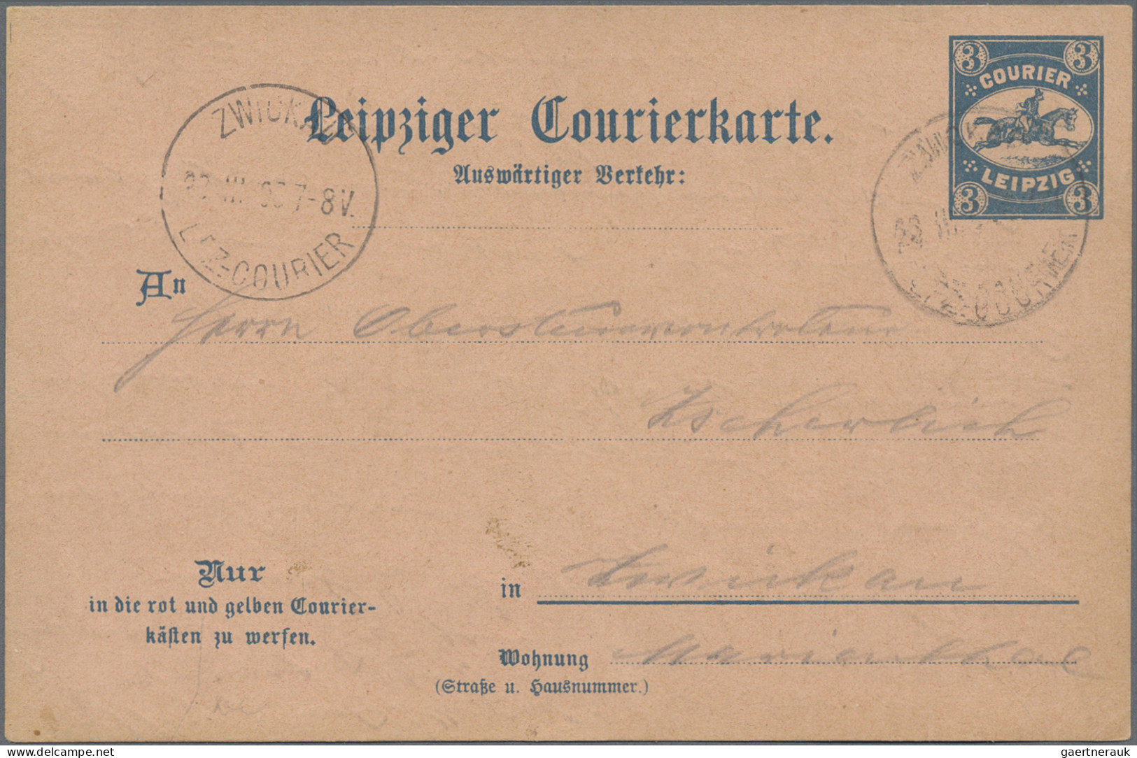 Deutsches Reich - Privatpost (Stadtpost): 1893, CRIMMITSCHAU, Auswärtiger Verkeh - Private & Lokale Post