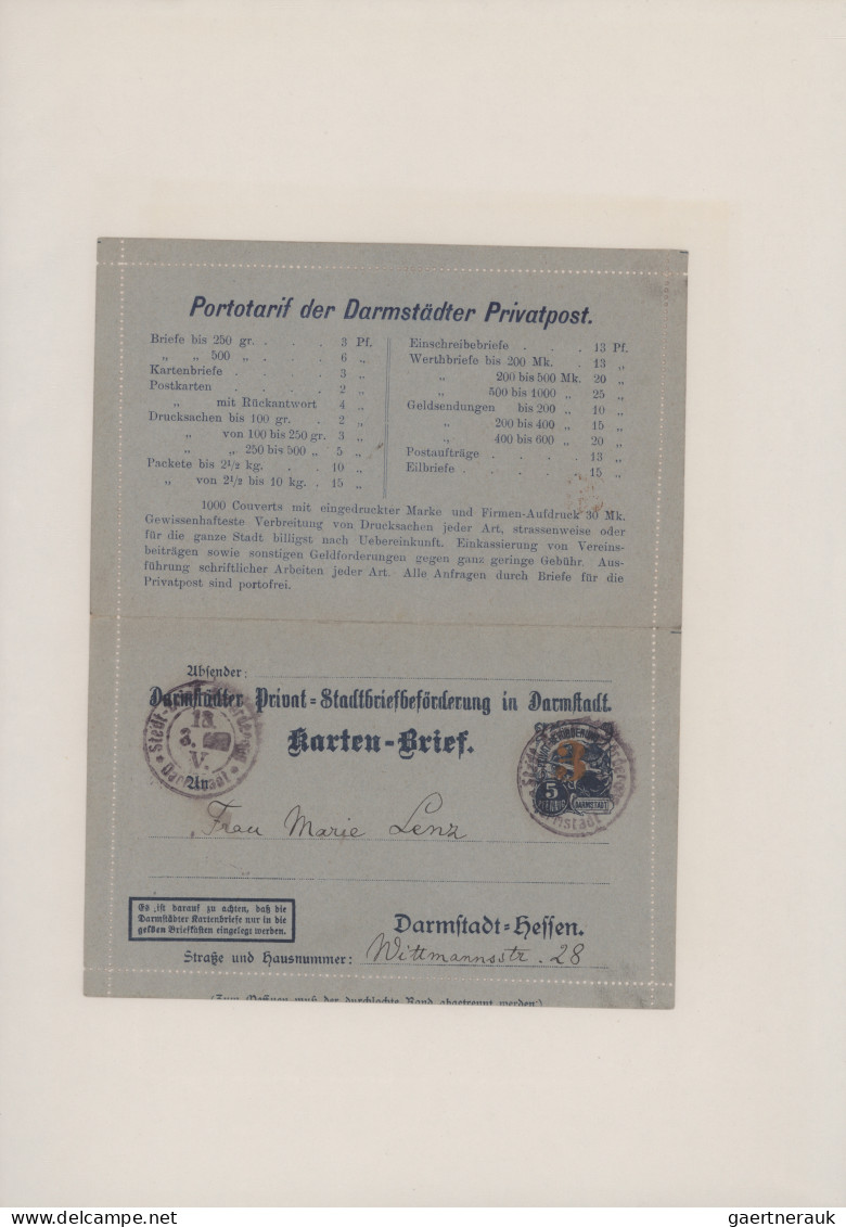 Deutsches Reich - Privatpost (Stadtpost): 1895/1899, DARMSTADT/Privat-Beförderun