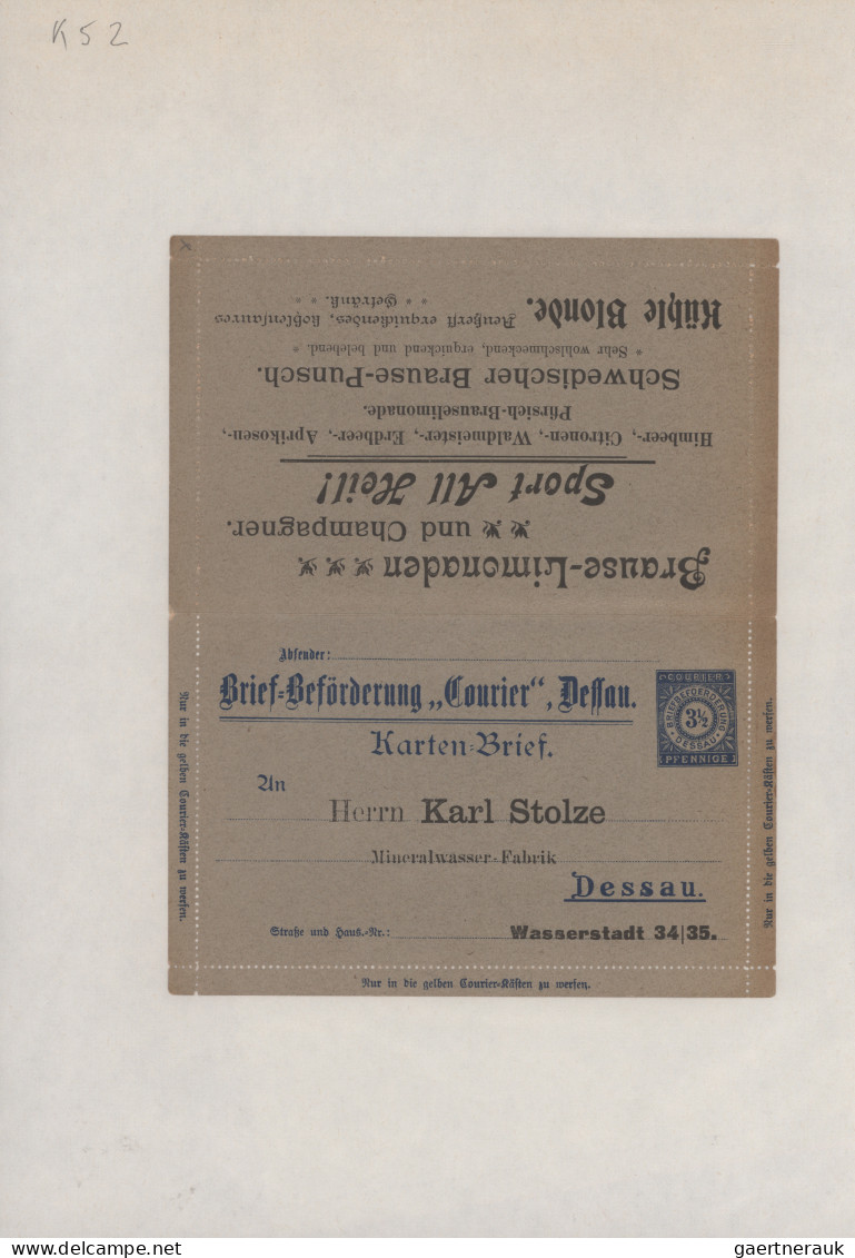 Deutsches Reich - Privatpost (Stadtpost): 1896/97, DESSAU/Courier, saubere Samml