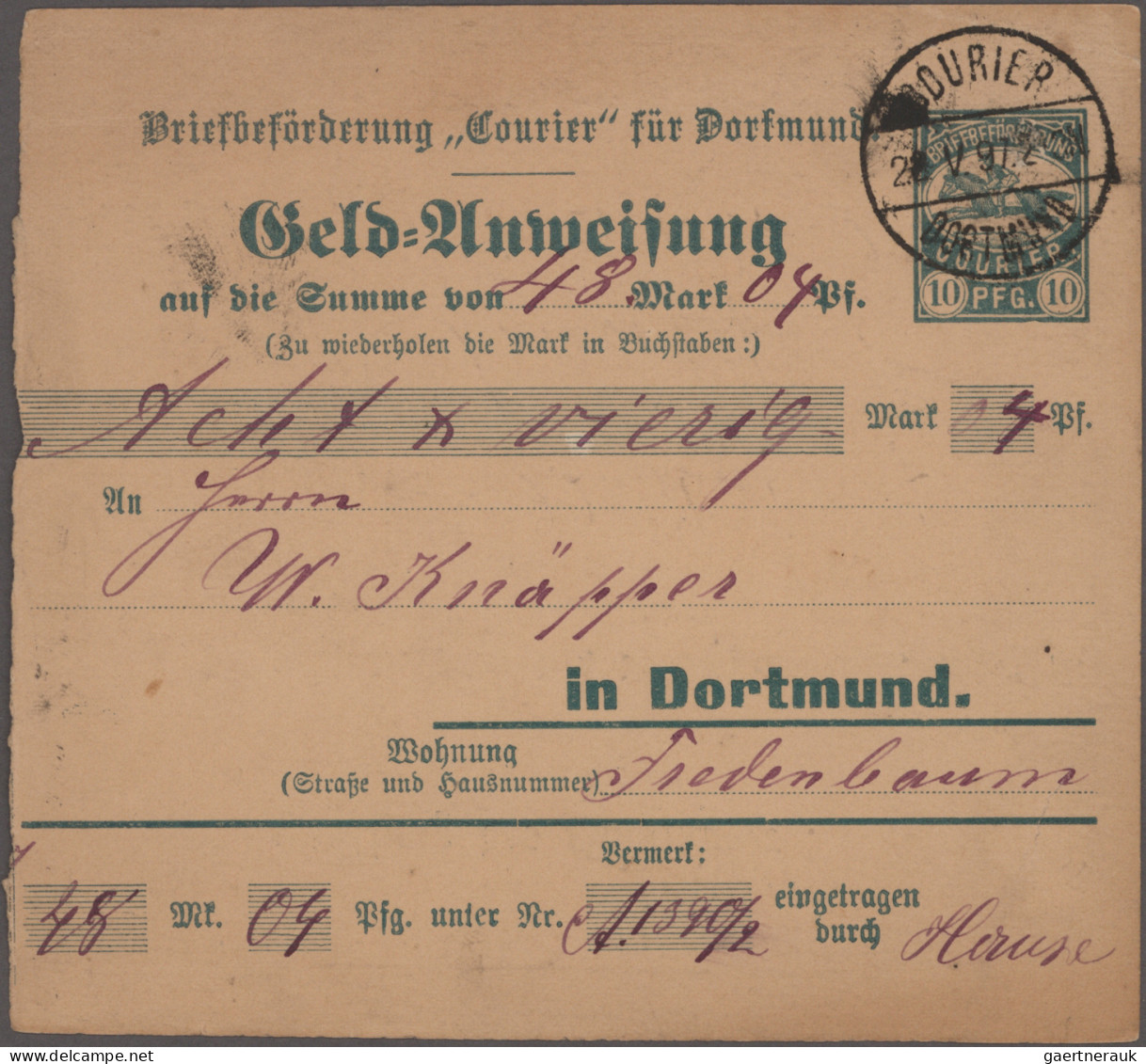 Deutsches Reich - Privatpost (Stadtpost): 1896/97, DORTMUND/Courier, 2 Verschied - Correos Privados & Locales