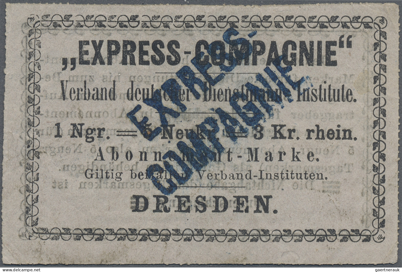 Deutsches Reich - Privatpost (Stadtpost): 1861/1862, DRESDEN, Express-Compagnie, - Correos Privados & Locales