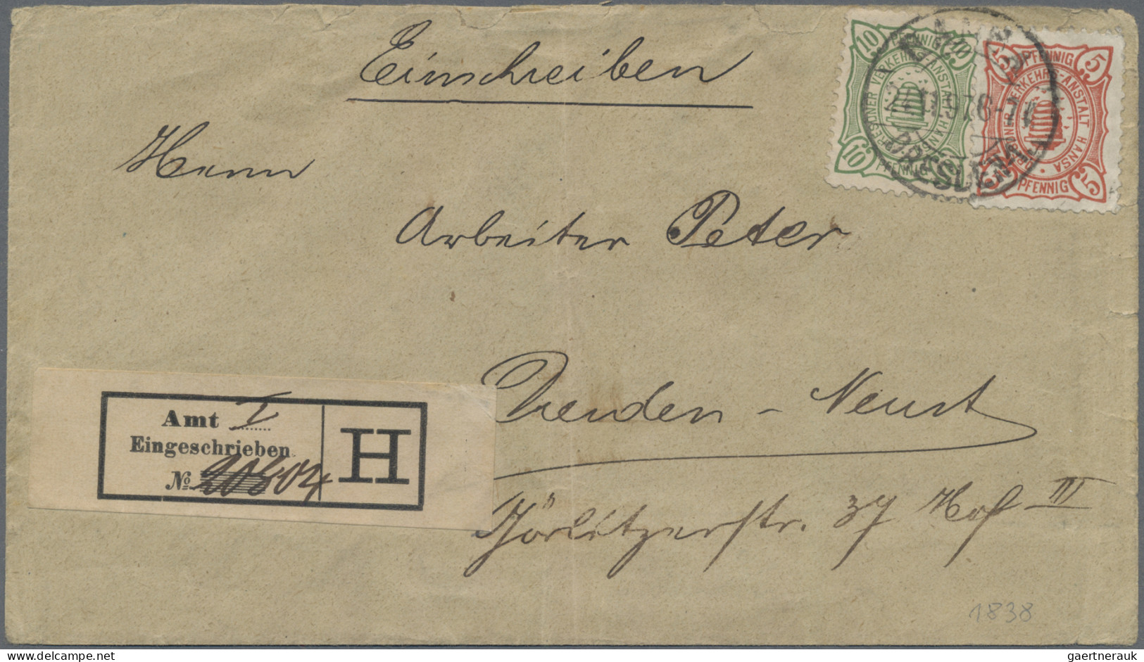 Deutsches Reich - Privatpost (Stadtpost): 1897, DRESDEN/Hansa, 10 Pf. Bienenkorb - Correos Privados & Locales