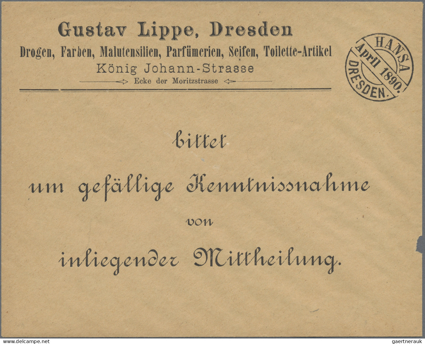 Deutsches Reich - Privatpost (Stadtpost): 1890/91, DRESDEN/Hansa, 4 verschiedene