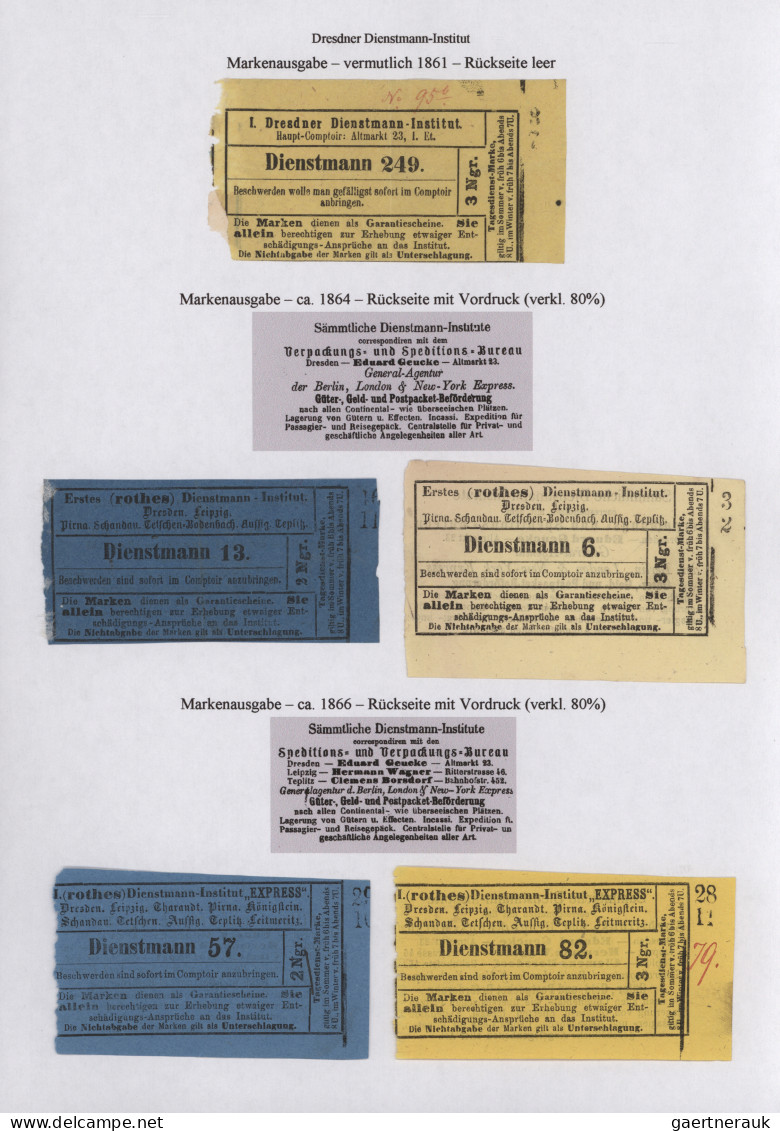 Deutsches Reich - Privatpost (Stadtpost): 1861/1894, DRESDEN/Dienstmann-Institut - Private & Local Mails