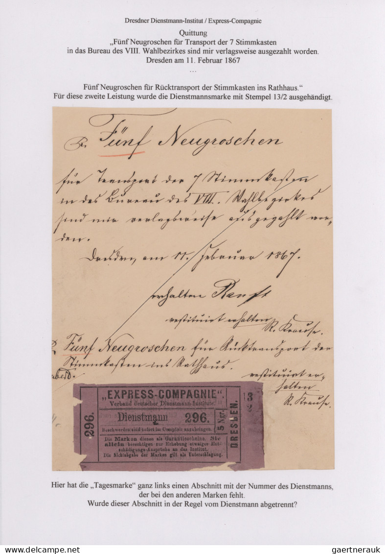 Deutsches Reich - Privatpost (Stadtpost): 1861/1894, DRESDEN/Dienstmann-Institut - Private & Local Mails