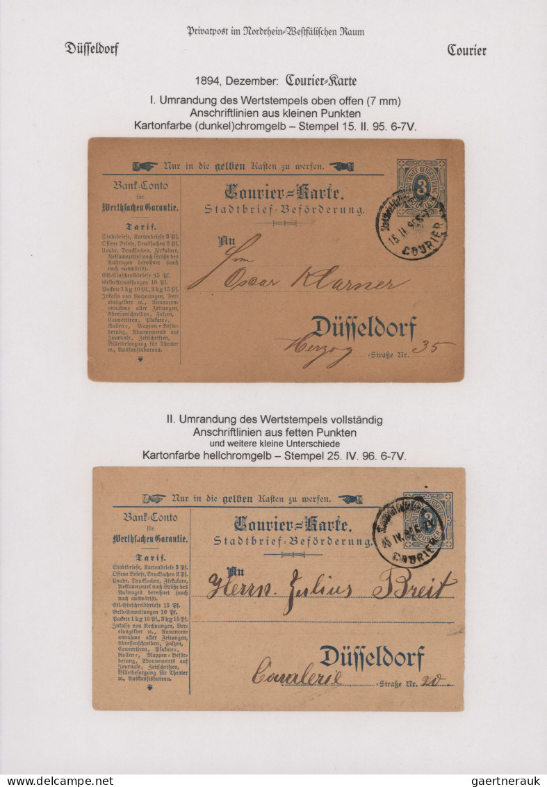 Deutsches Reich - Privatpost (Stadtpost): 1894/1957, DÜSSELDORF/Courier/Kraus/Ha - Privatpost