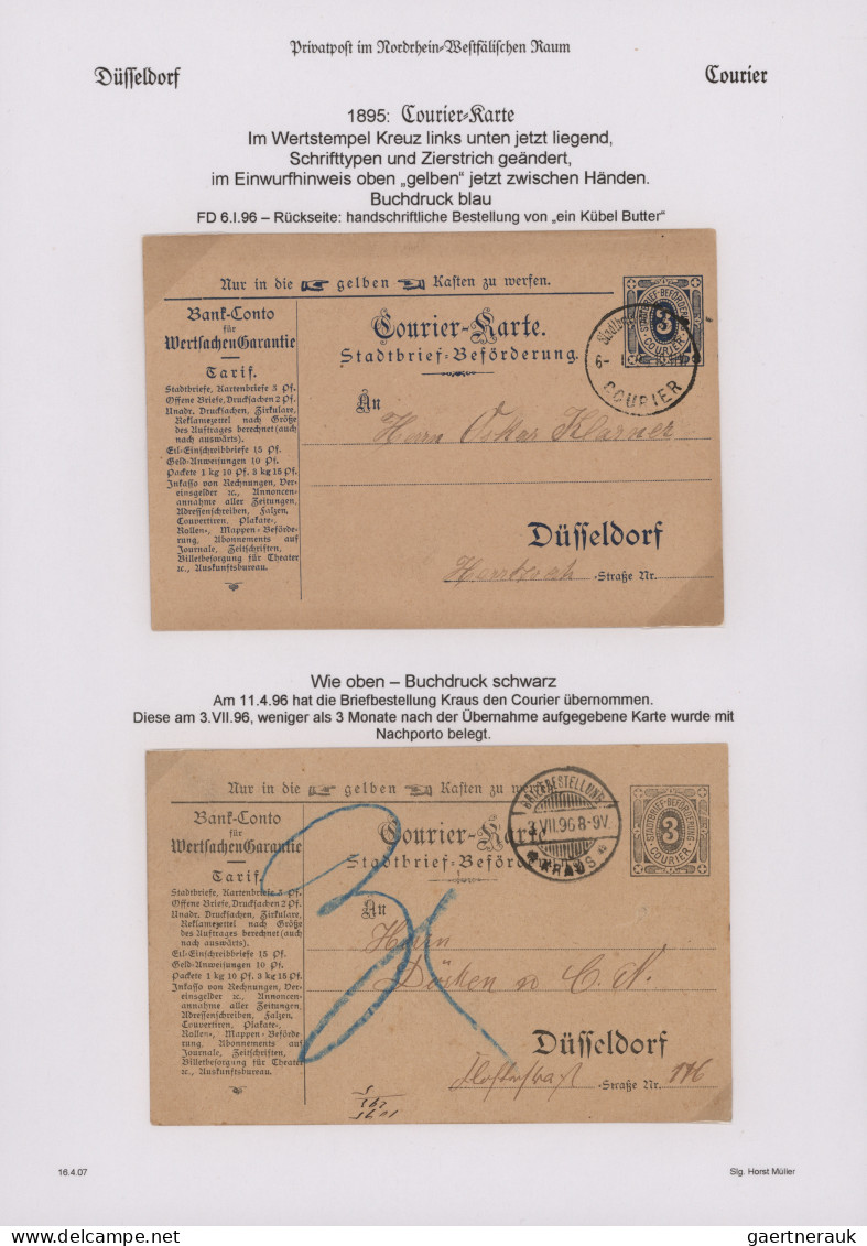 Deutsches Reich - Privatpost (Stadtpost): 1894/1957, DÜSSELDORF/Courier/Kraus/Ha - Privatpost