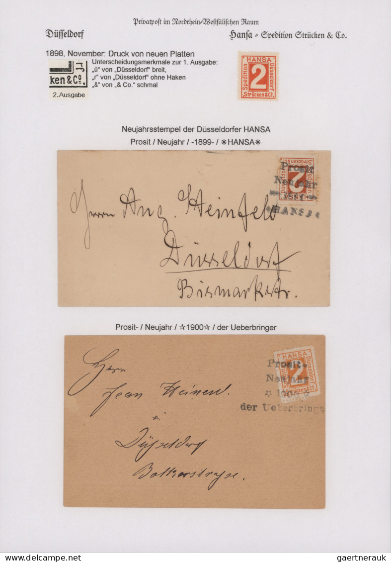 Deutsches Reich - Privatpost (Stadtpost): 1894/1957, DÜSSELDORF/Courier/Kraus/Ha