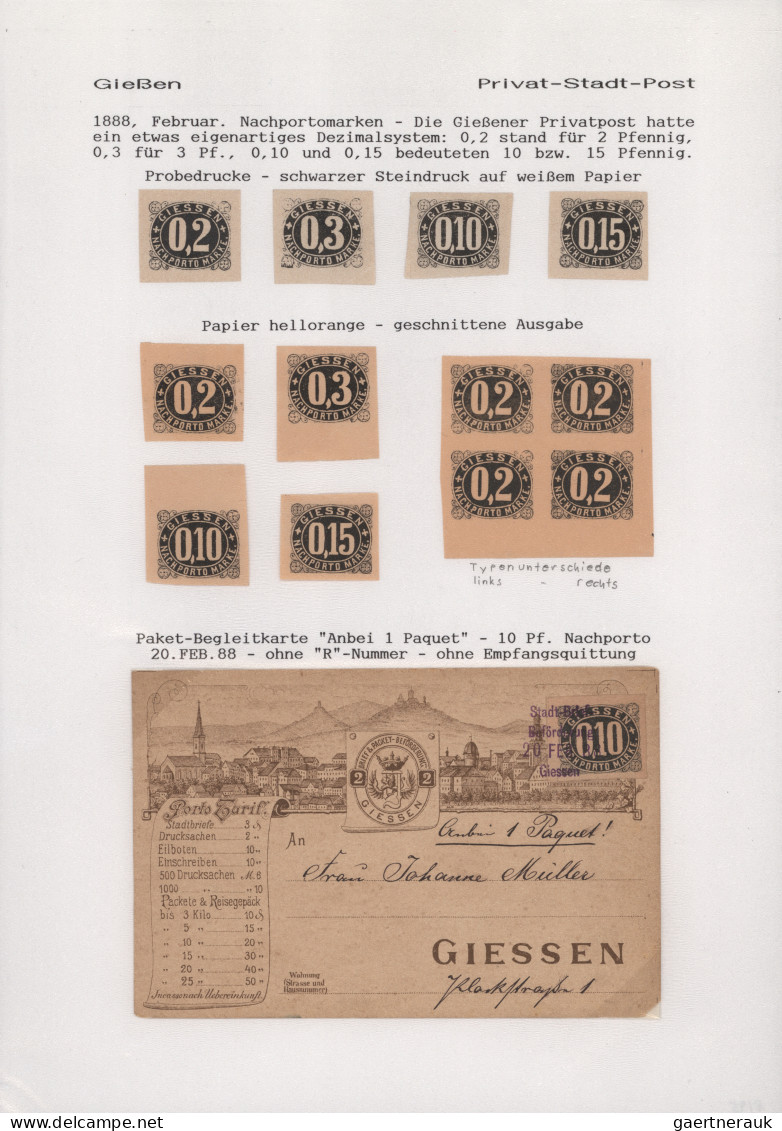 Deutsches Reich - Privatpost (Stadtpost): 1887/1895, GIESSEN/Privat-Stadt-Post, - Correos Privados & Locales