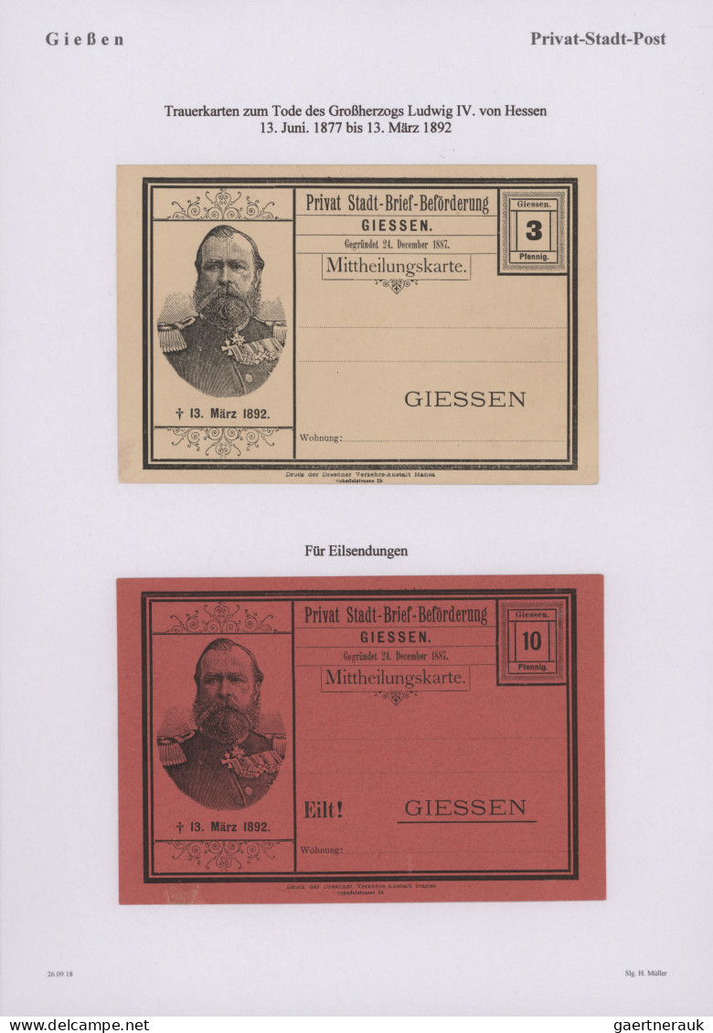 Deutsches Reich - Privatpost (Stadtpost): 1887/1895, GIESSEN/Privat-Stadt-Post,