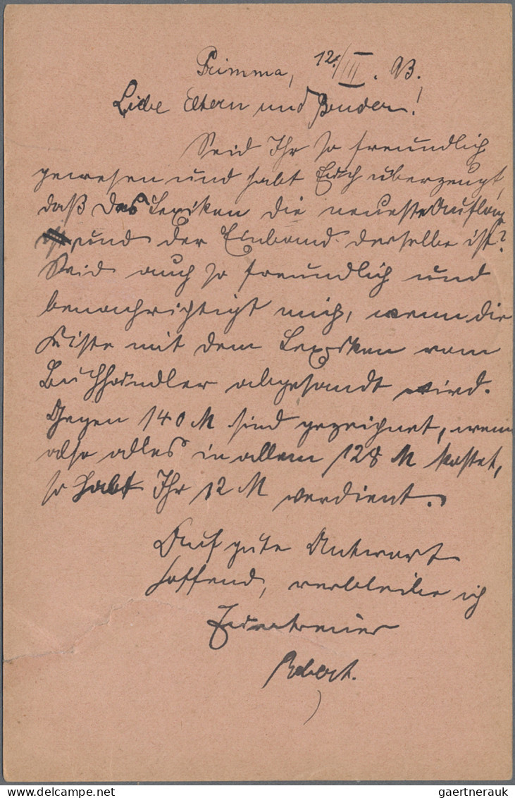 Deutsches Reich - Privatpost (Stadtpost): 1893, GRIMMA, Auswärtiger Verkehr Des - Postes Privées & Locales