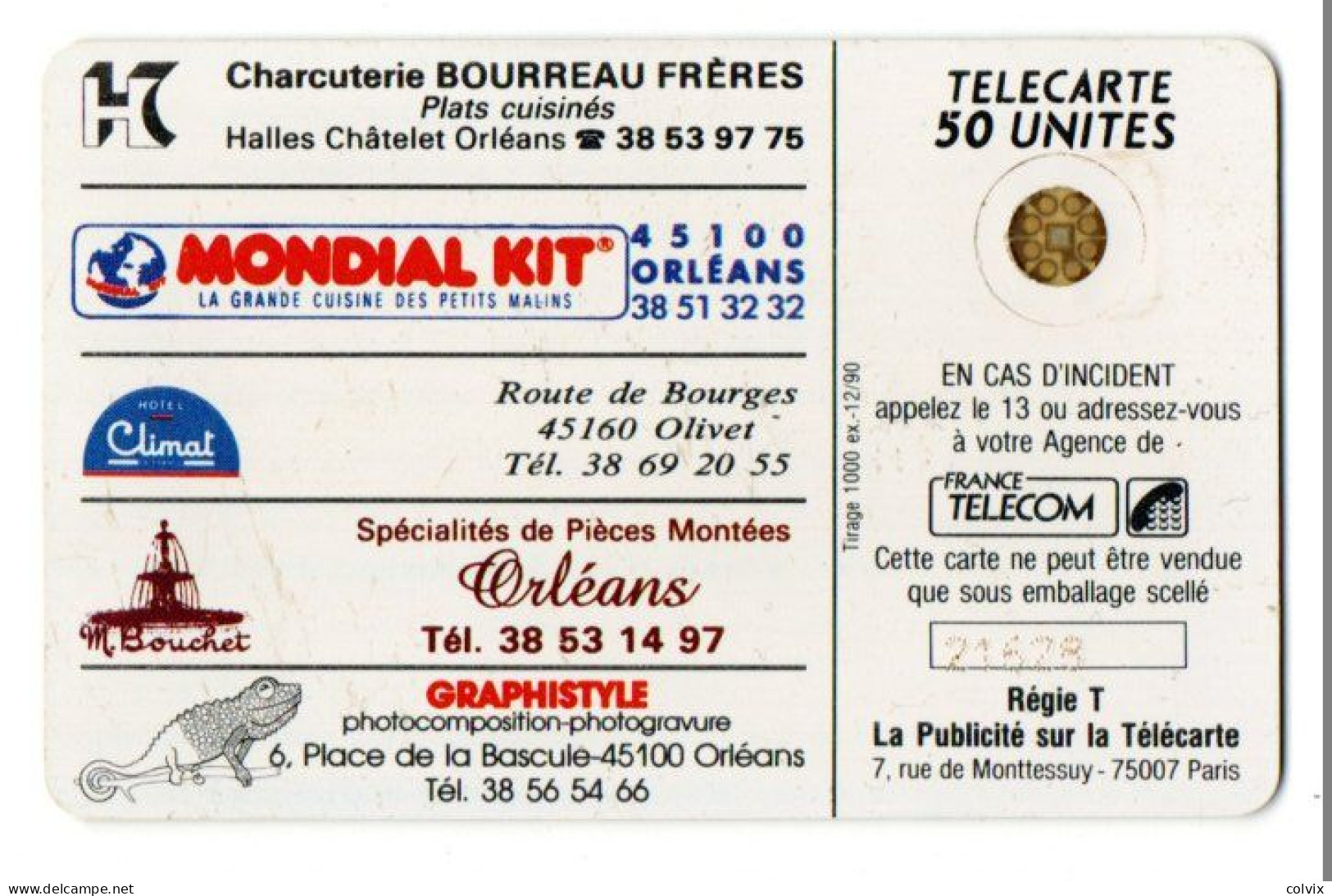 FRANCE TELECARTE D482 US ORLEANS 50U 1000 Ex Date 11/1990 Tableau De M.Talbot (football) - Privées