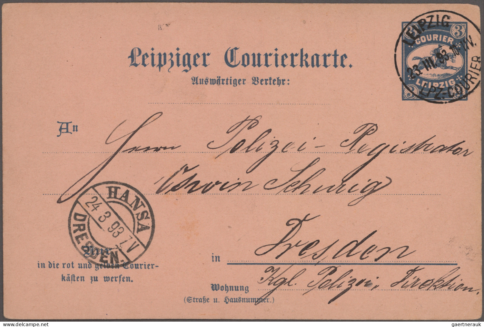Deutsches Reich - Privatpost (Stadtpost): 1893, LEIPZIG, Auswärtiger Verkehr Des - Postes Privées & Locales