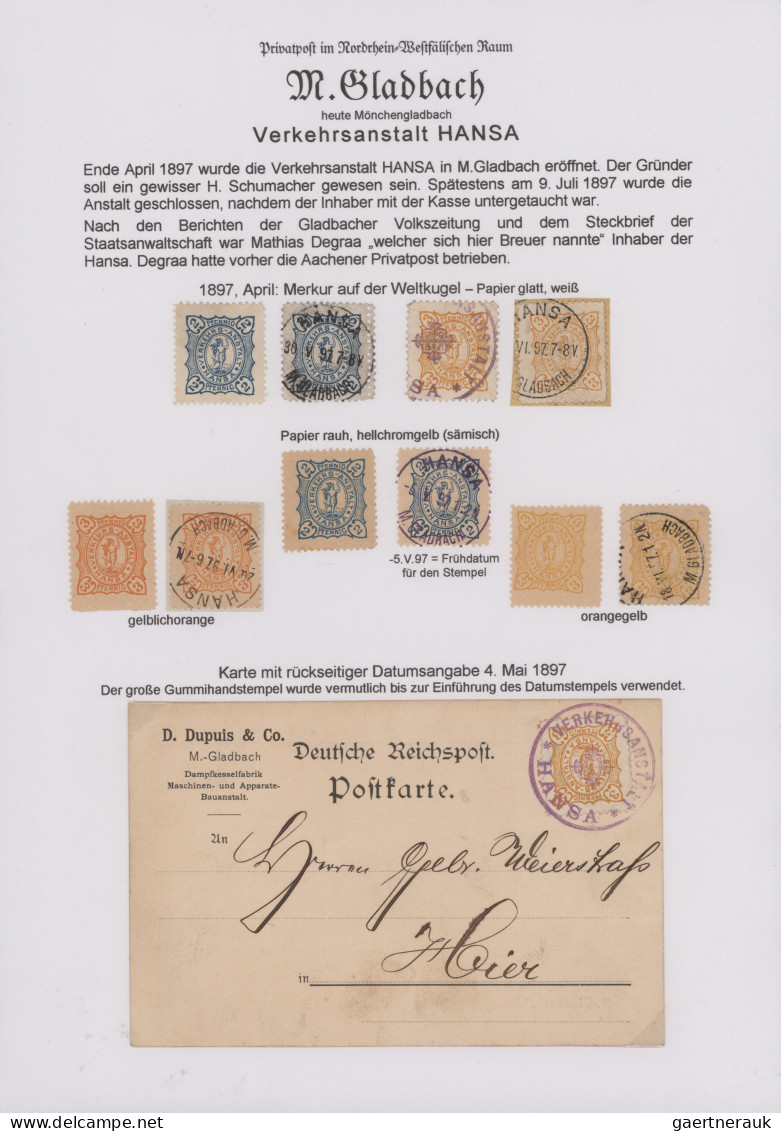 Deutsches Reich - Privatpost (Stadtpost): 1886/99, MÖNCHENGLADBACH/Express-Packe - Private & Local Mails