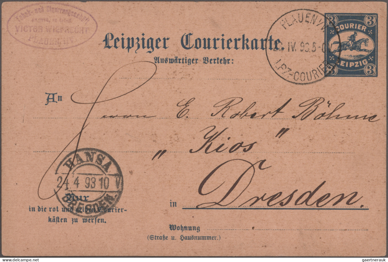 Deutsches Reich - Privatpost (Stadtpost): 1893, PLAUEN, Auswärtiger Verkehr Des - Posta Privata & Locale