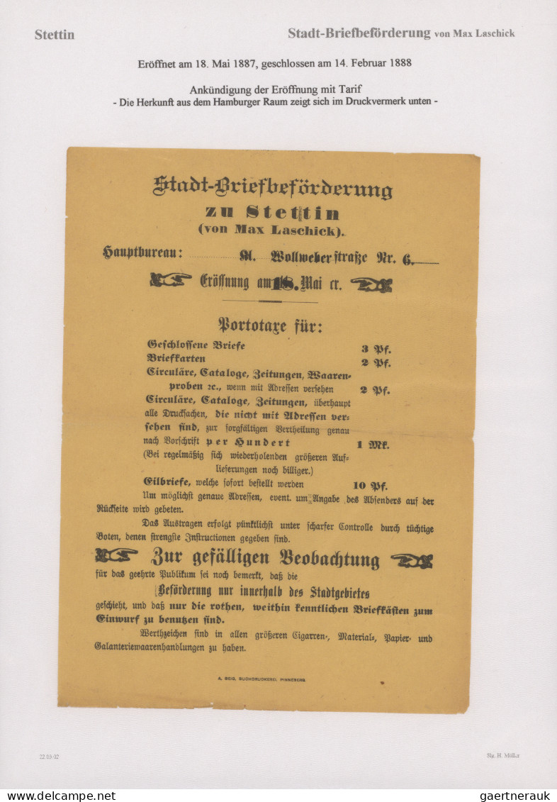 Deutsches Reich - Privatpost (Stadtpost): 1887/98, STETTIN/Stadtbrief-Beförderun - Private & Lokale Post