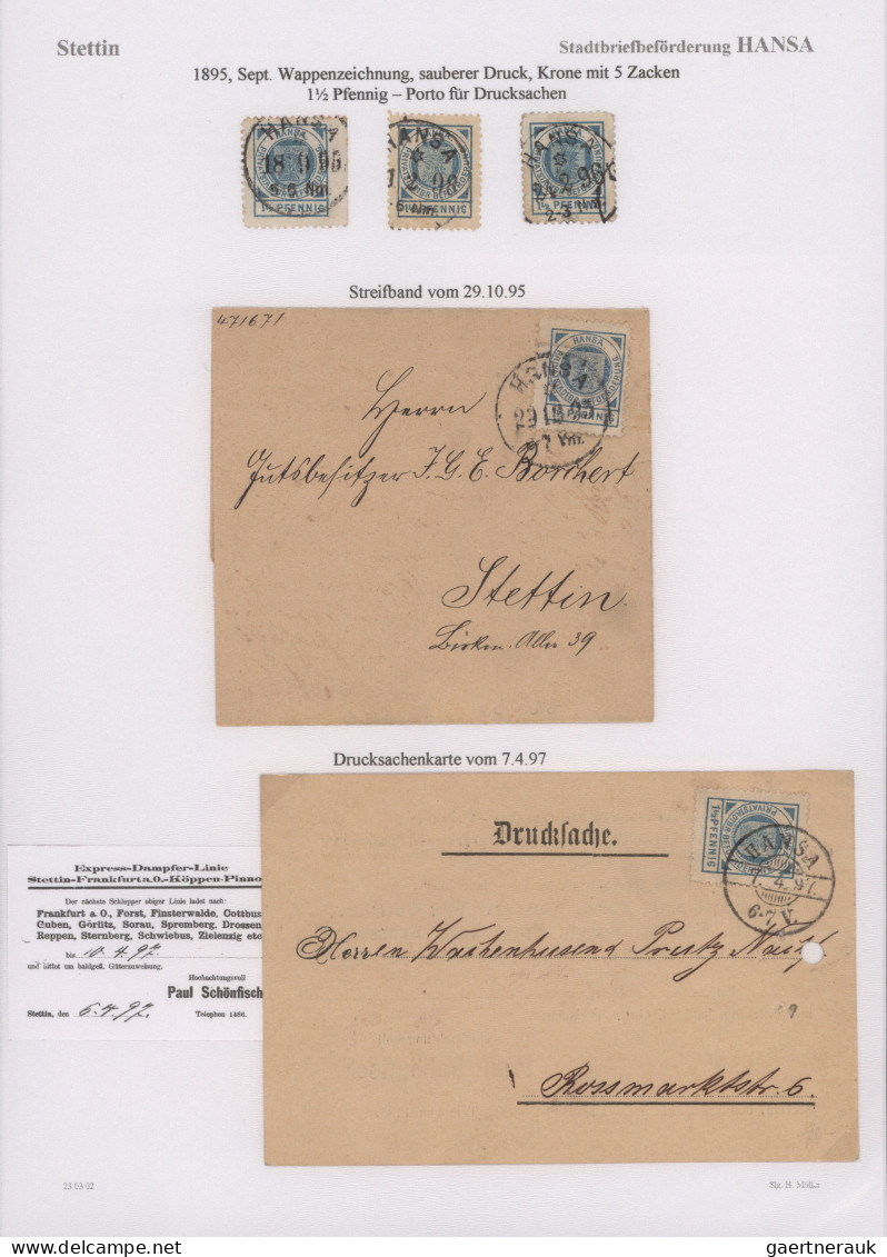 Deutsches Reich - Privatpost (Stadtpost): 1887/98, STETTIN/Stadtbrief-Beförderun