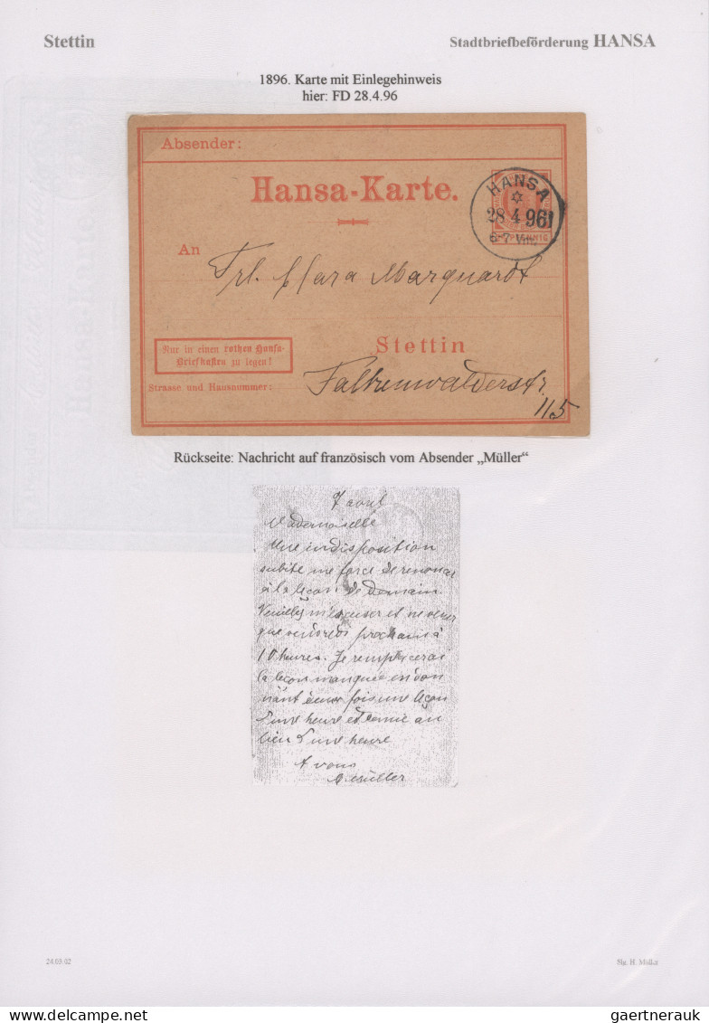 Deutsches Reich - Privatpost (Stadtpost): 1887/98, STETTIN/Stadtbrief-Beförderun