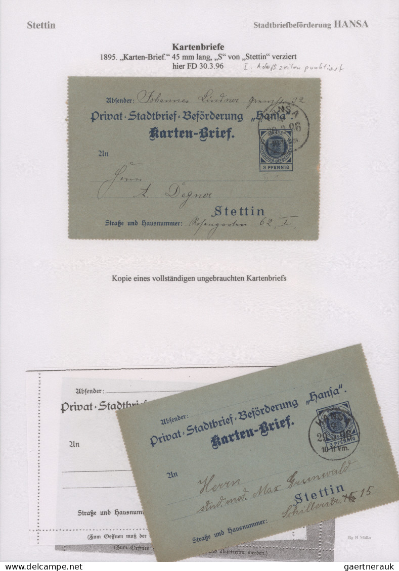 Deutsches Reich - Privatpost (Stadtpost): 1887/98, STETTIN/Stadtbrief-Beförderun