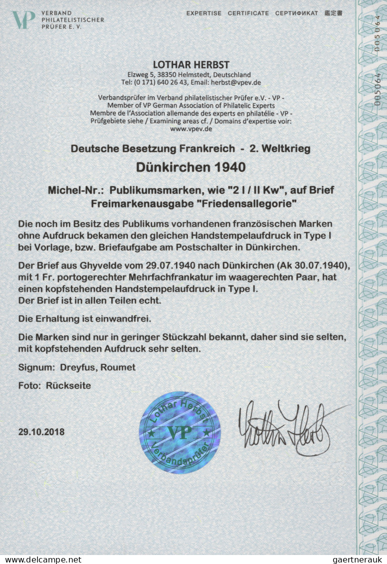 Dt. Besetzung II WK - Frankreich - Dünkirchen: 1940, 50 C Lebhaftrosa "Friedensa - Besetzungen 1938-45